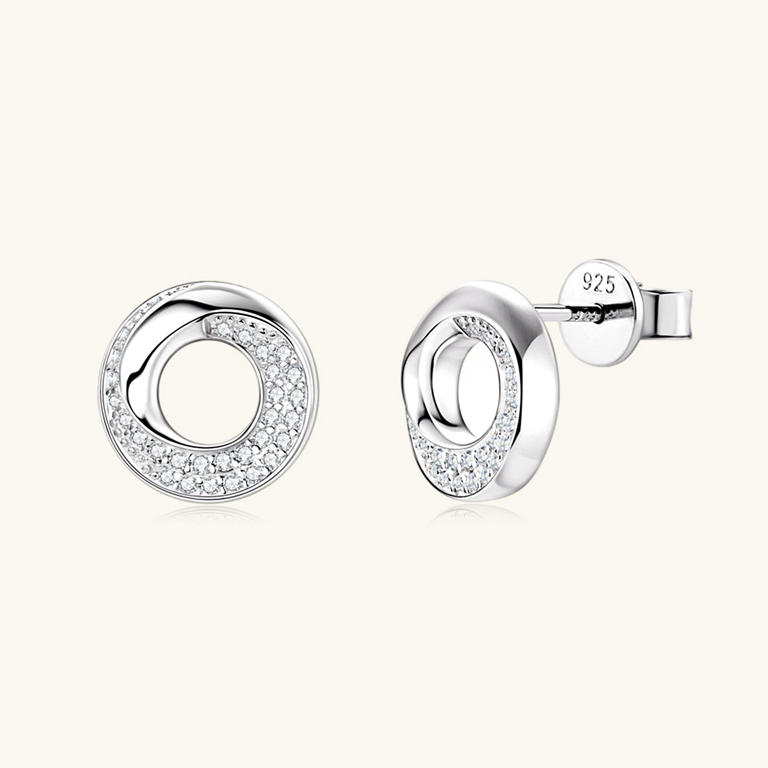 Moissanite Twisted Mobius Stud Earrings - Silver