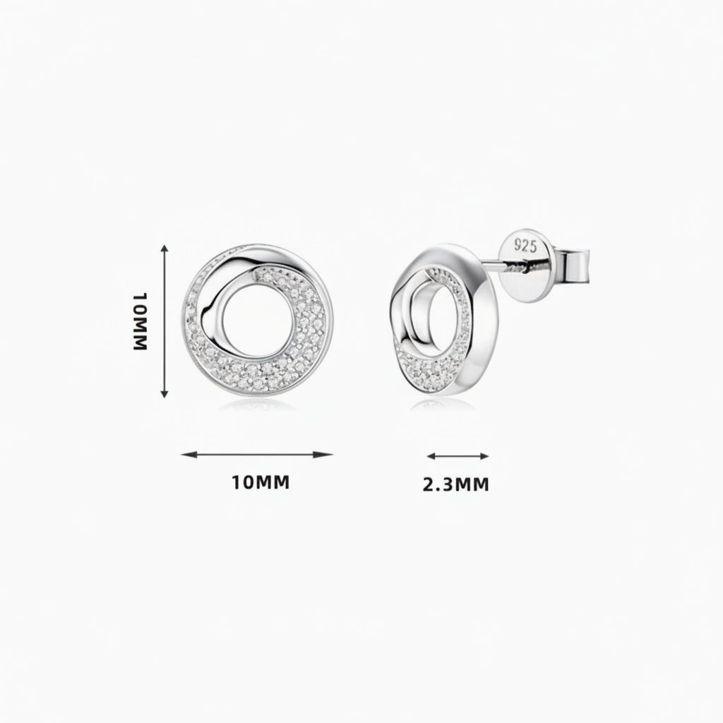 Moissanite Twisted Mobius Stud Earrings - Silver