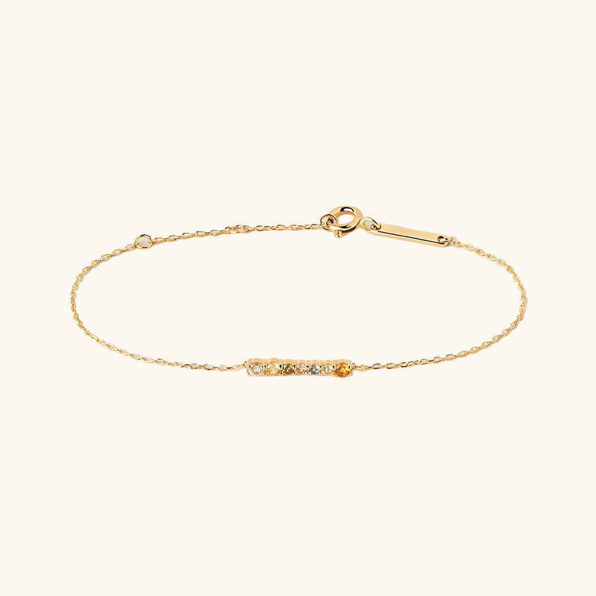 Multicolor Stone Bar Simulated Diamond Bracelet - Gold