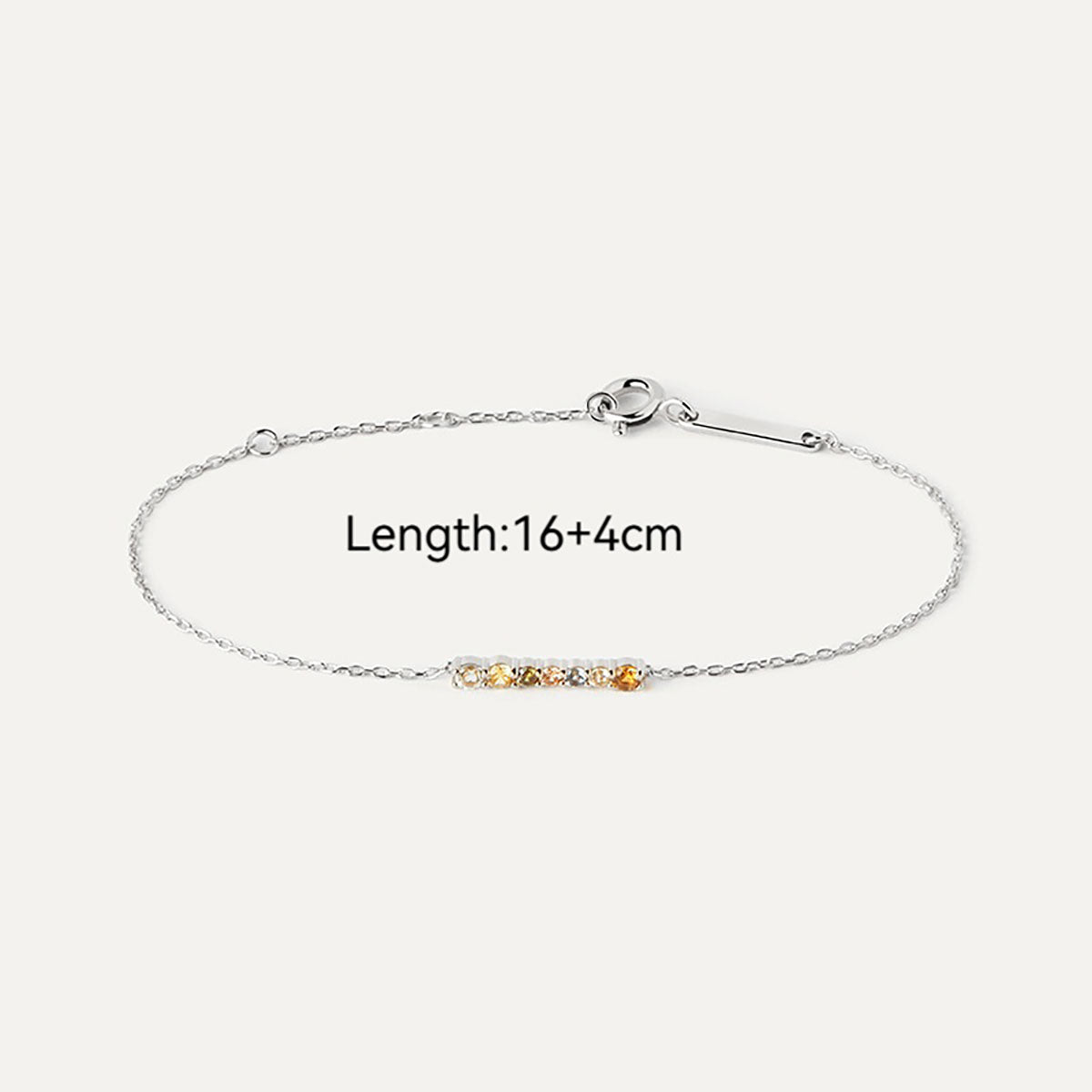 Multicolor Stone Bar Simulated Diamond Bracelet - Silver