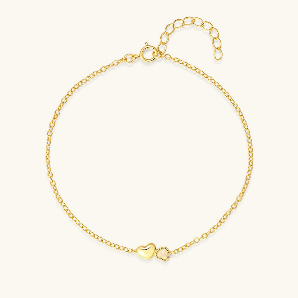 Opal Double Heart Bracelet - Gold
