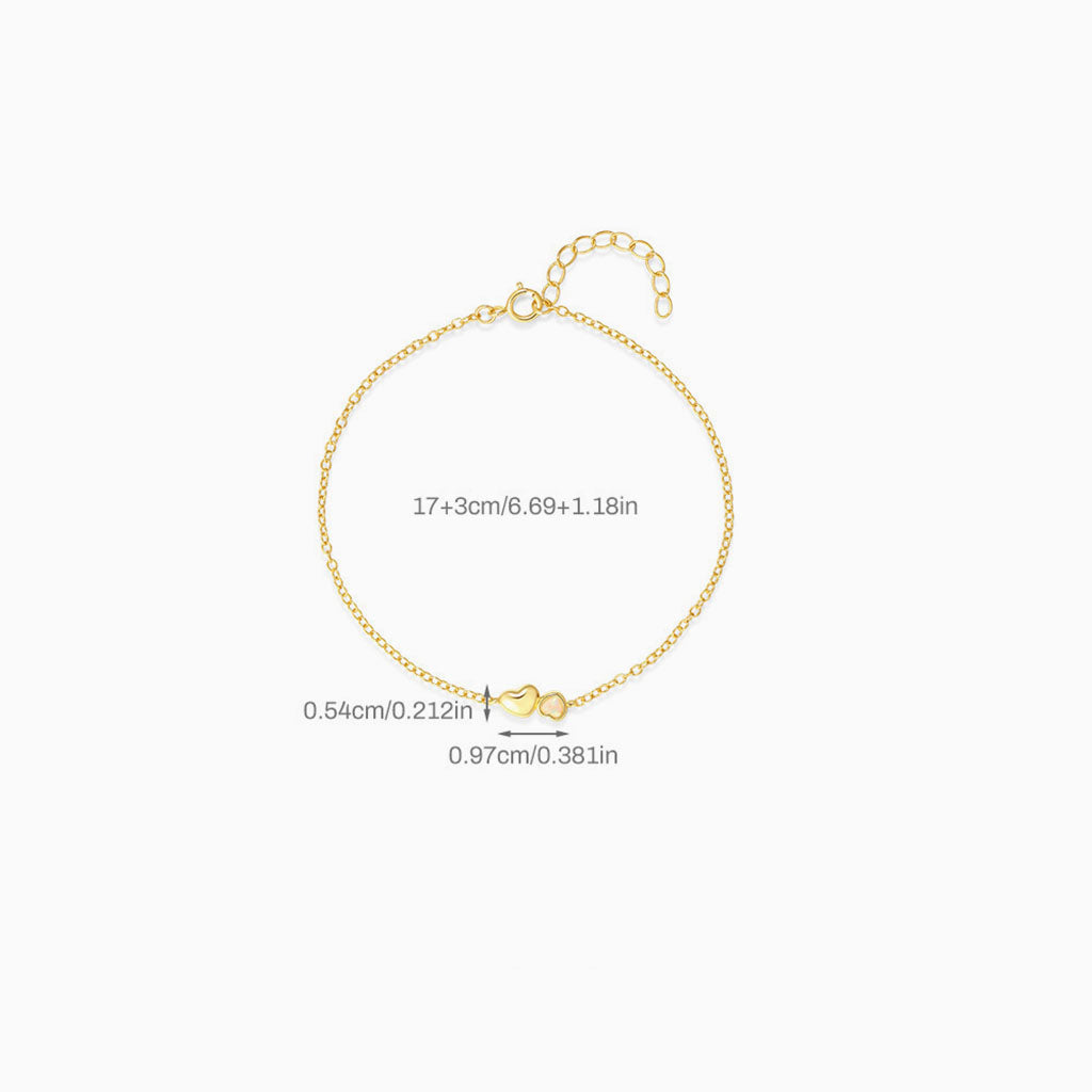 Opal Double Heart Bracelet - Gold