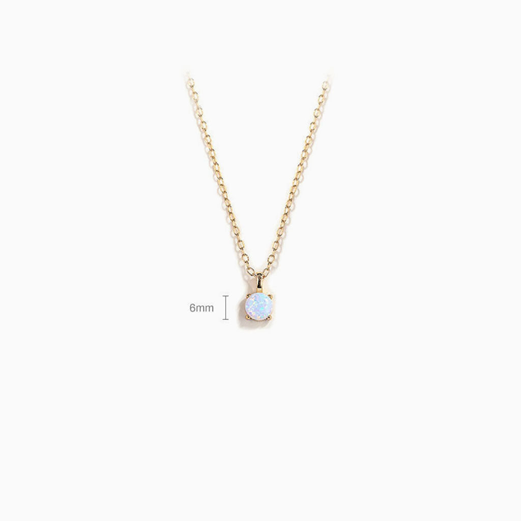 Opal Solitaire Pendant Necklace - Gold