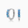 Opal Three Stone Huggie Hoop Earrings - Silver