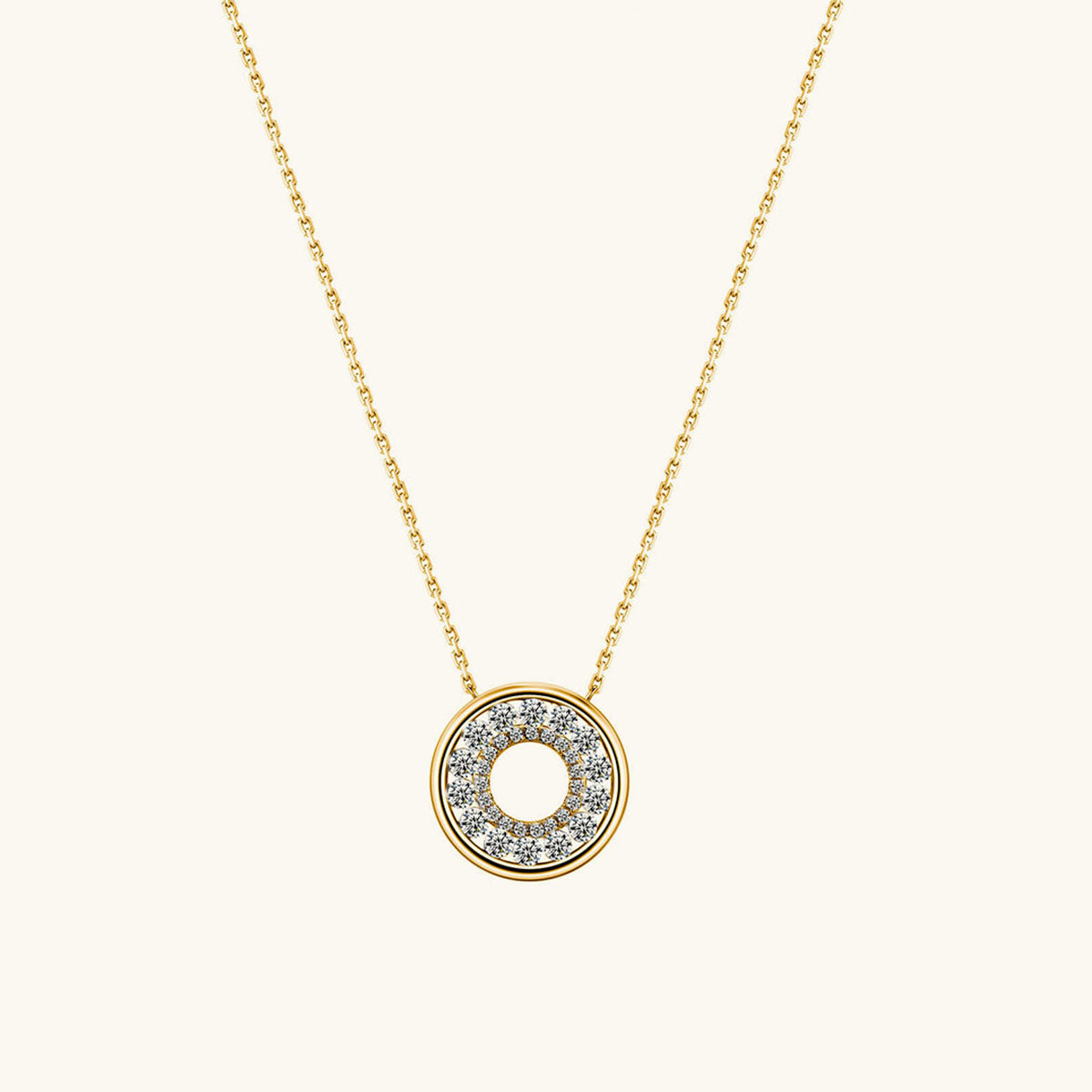 Open Circle Moissanite Pendant Necklace - Gold