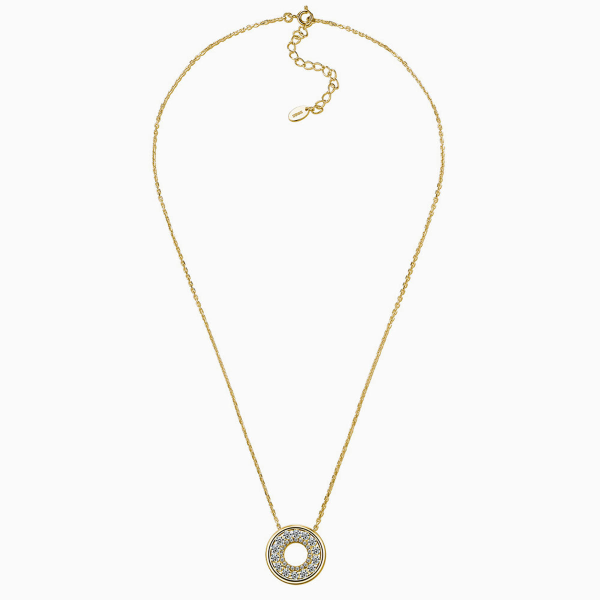 Open Circle Moissanite Pendant Necklace - Gold
