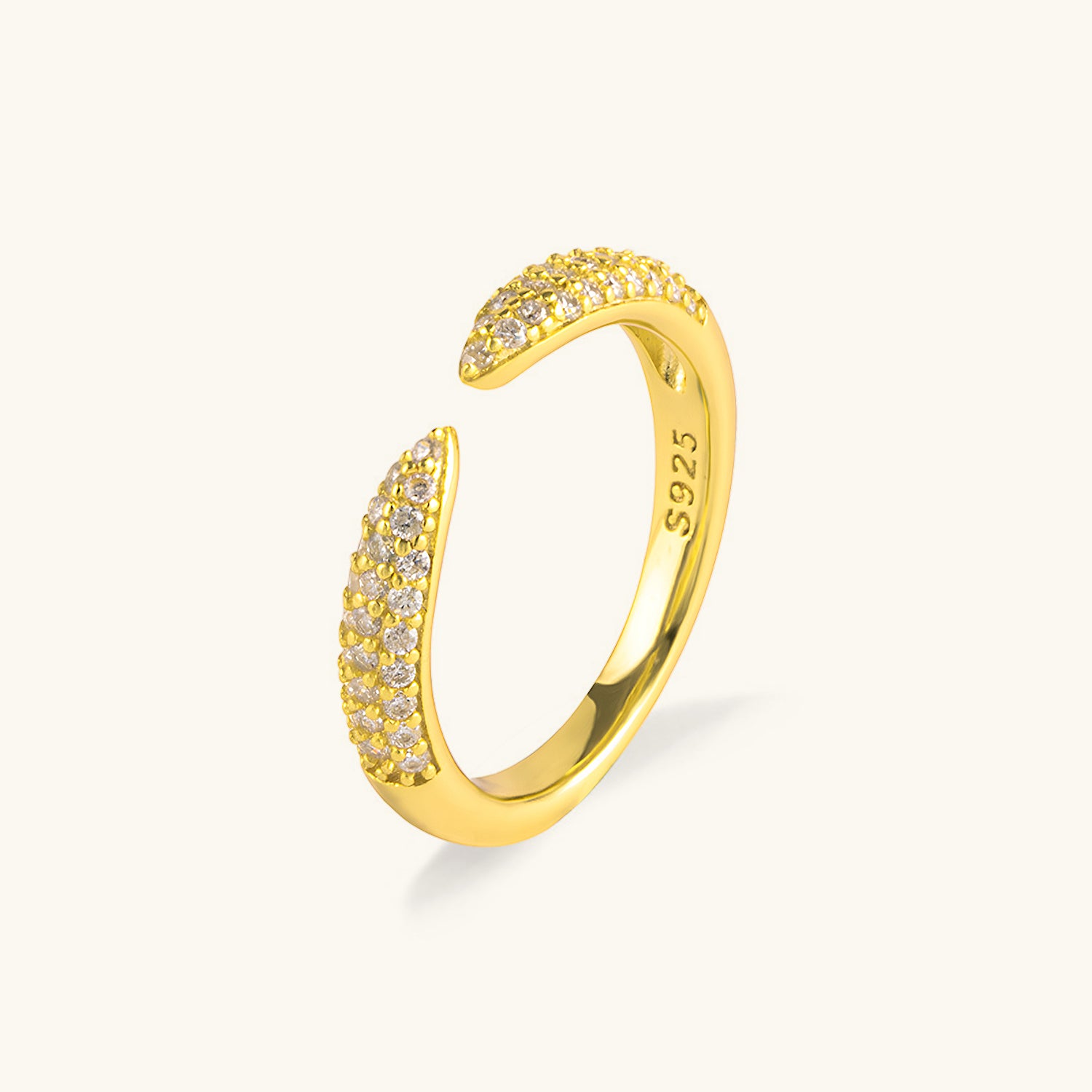Open Cuff Spike Moissanite Ring - Gold