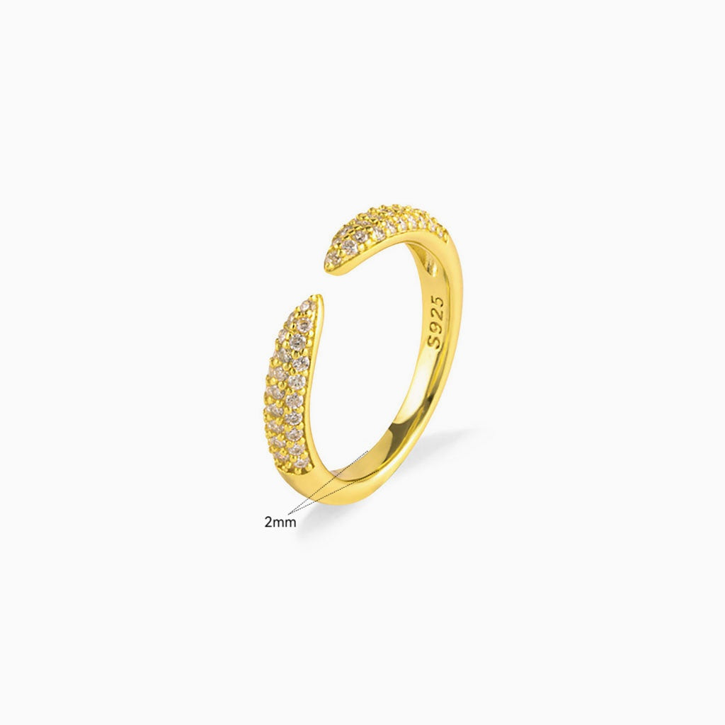 Open Cuff Spike Moissanite Ring - Gold