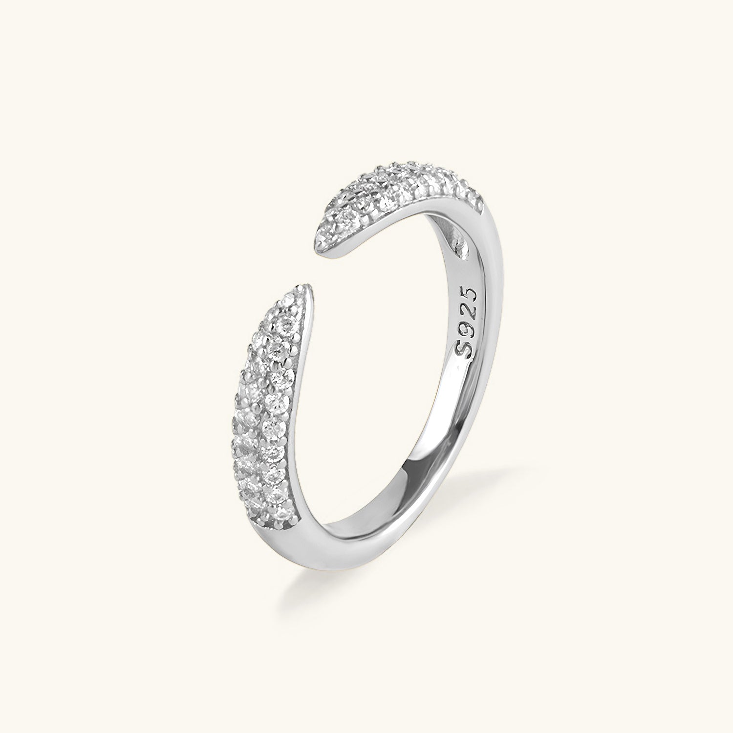 Open Cuff Spike Moissanite Ring - Silver