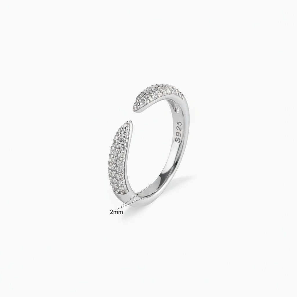 Open Cuff Spike Moissanite Ring - Silver