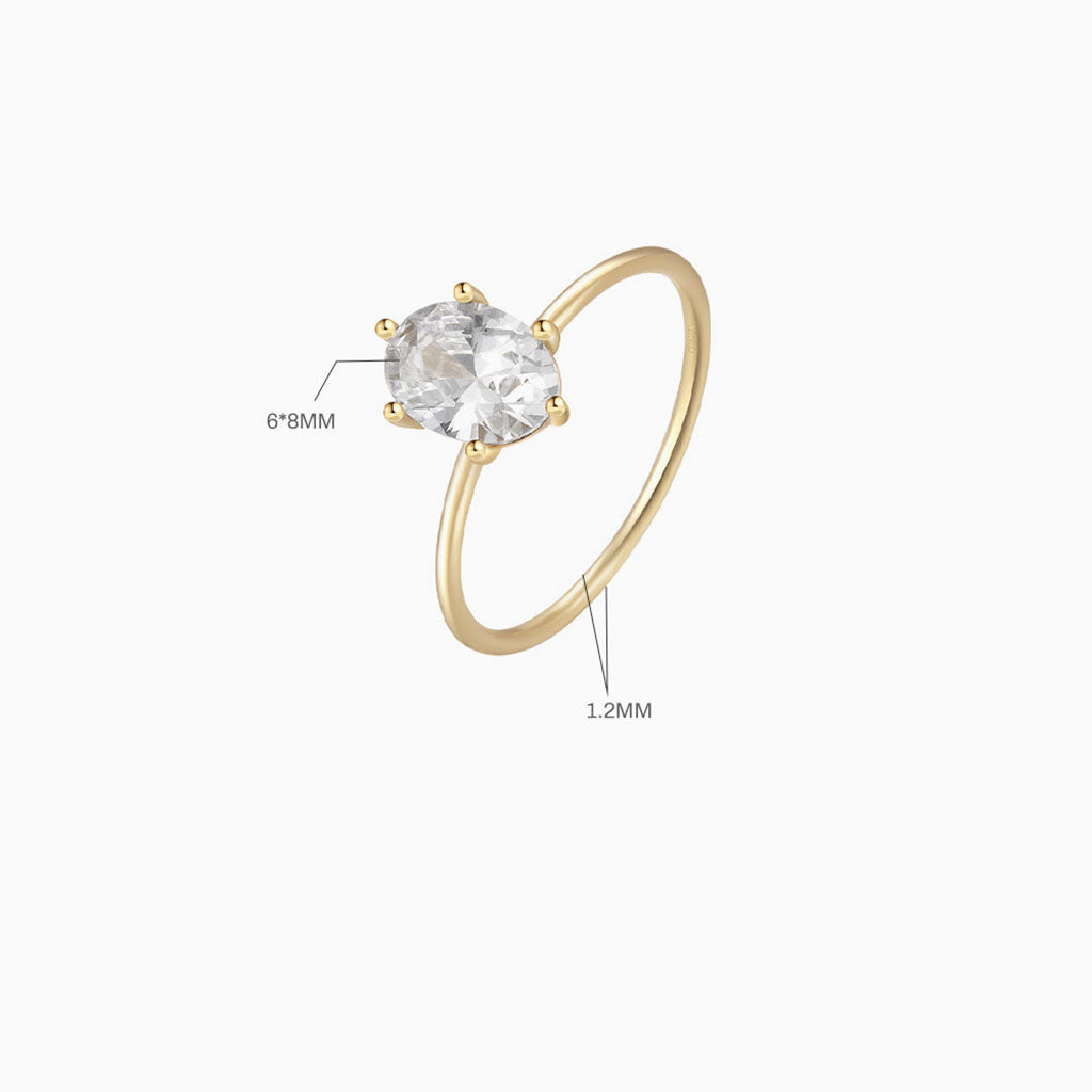 Oval Diamond Solitaire Ring - Gold