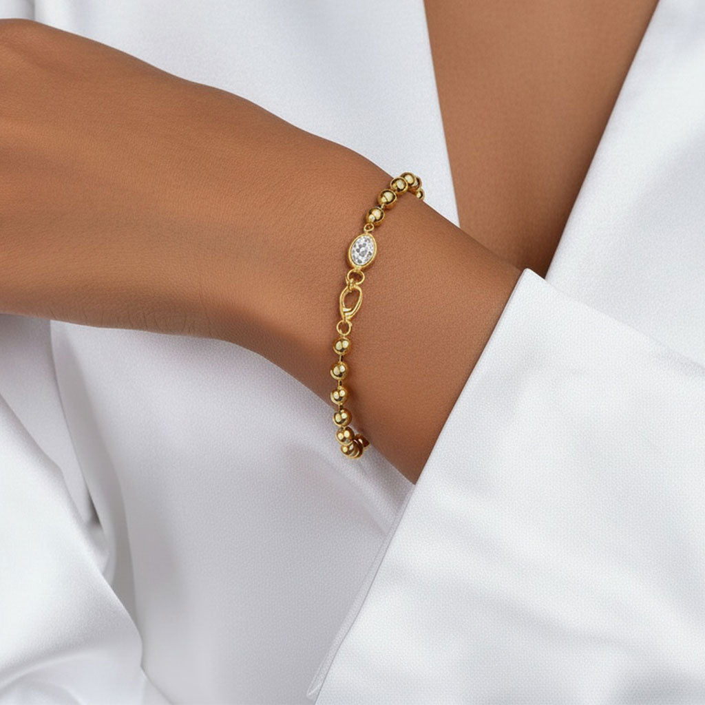 Oval Moissanite Beaded Bracelet