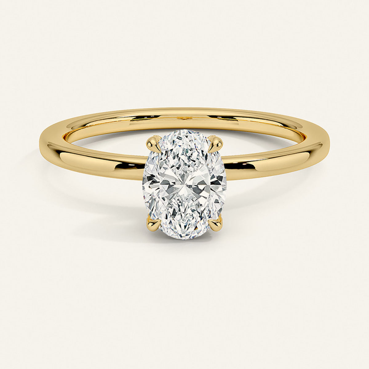 Oval Moissanite Solitaire Ring - Gold
