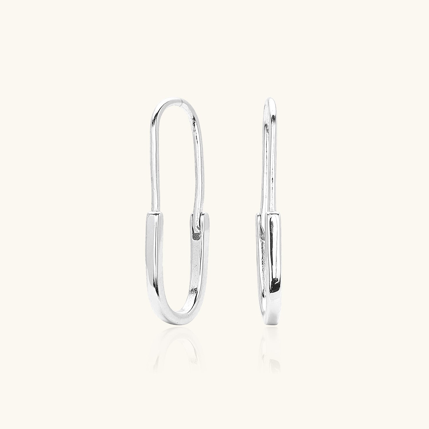 Paperclip Hoop Earrings - Silver