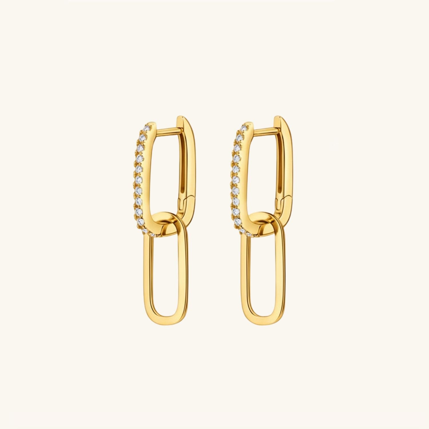 Paperclip Link Moissanite Drop Earrings - Gold