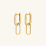 Paperclip Link Moissanite Drop Earrings - Gold