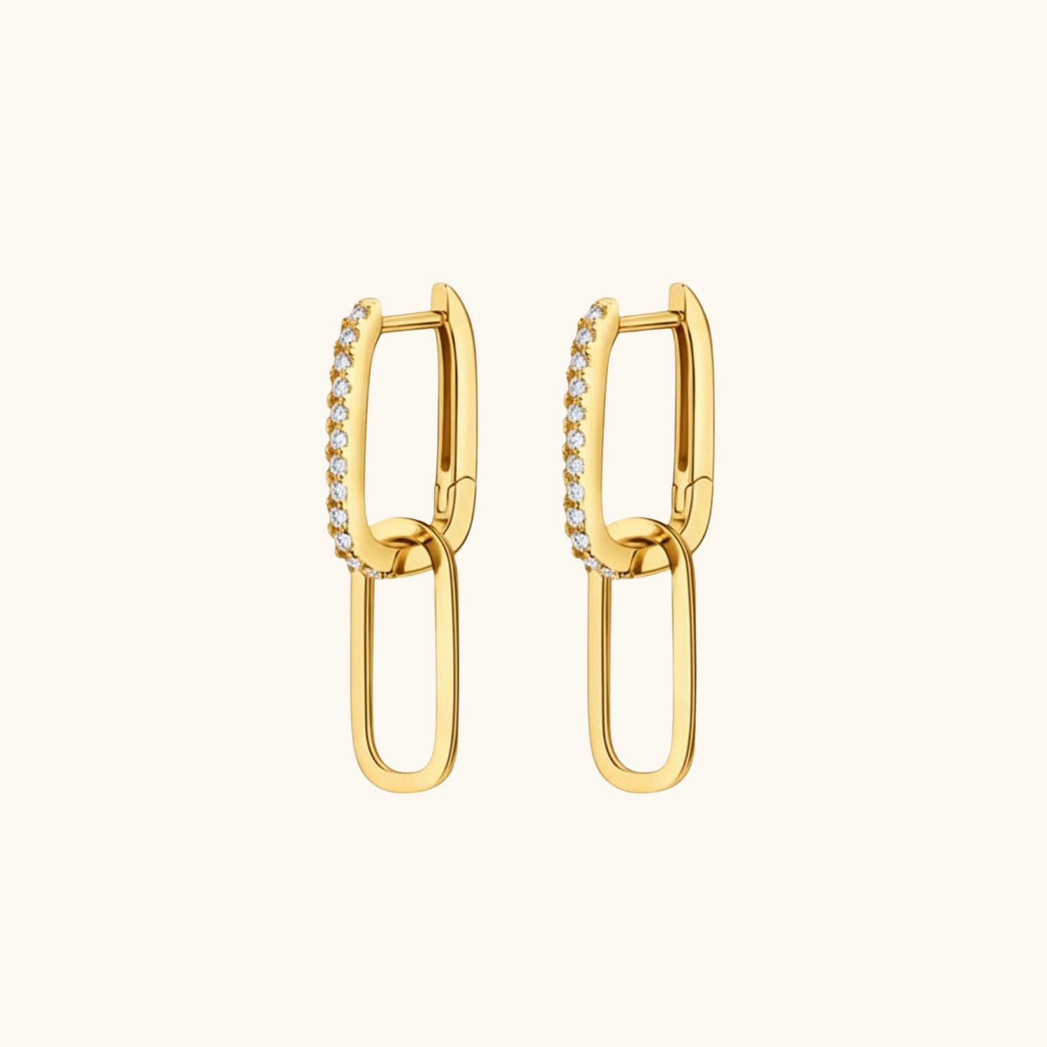 Paperclip Link Moissanite Drop Earrings - Gold