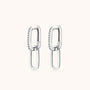 Paperclip Link Moissanite Drop Earrings - Silver