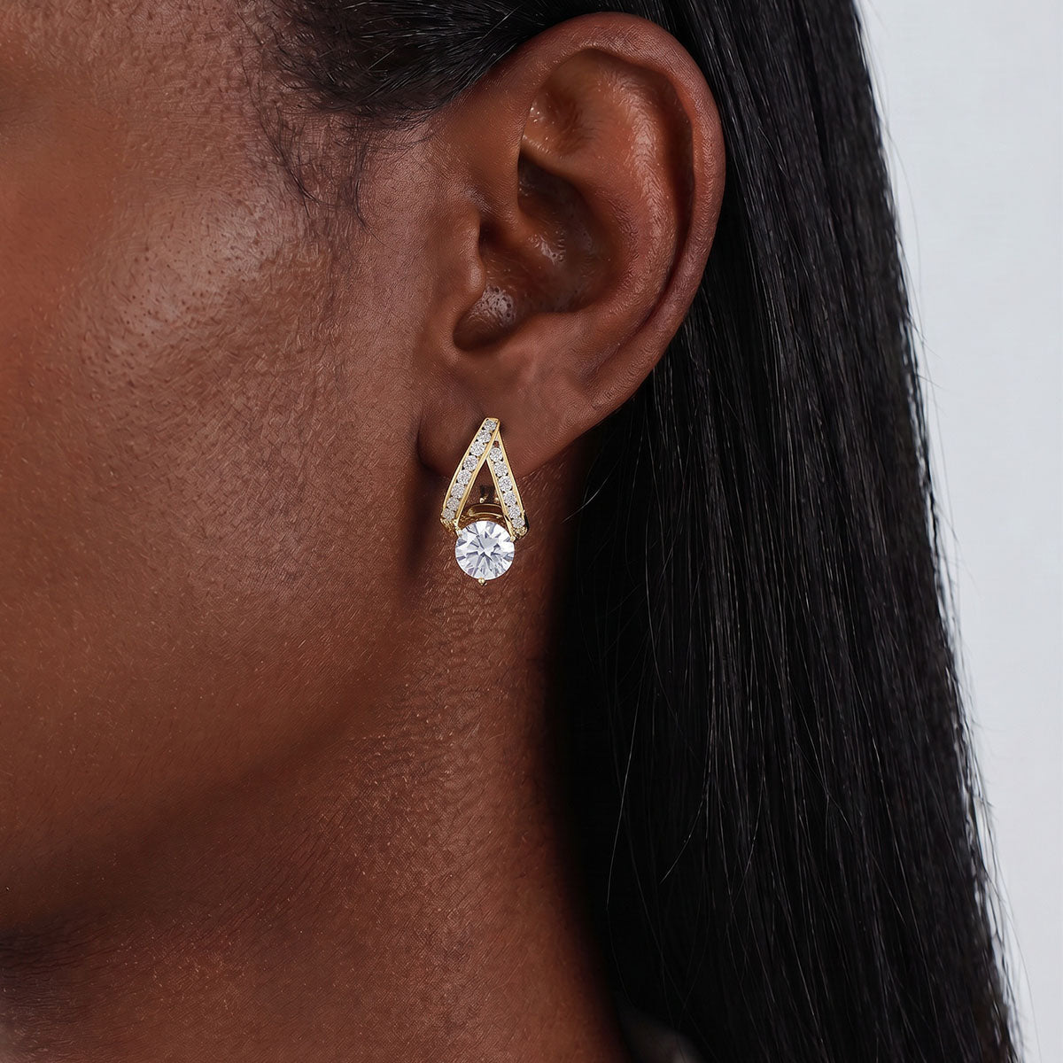 Pavé Crossover Moissanite Drop Earrings - Gold