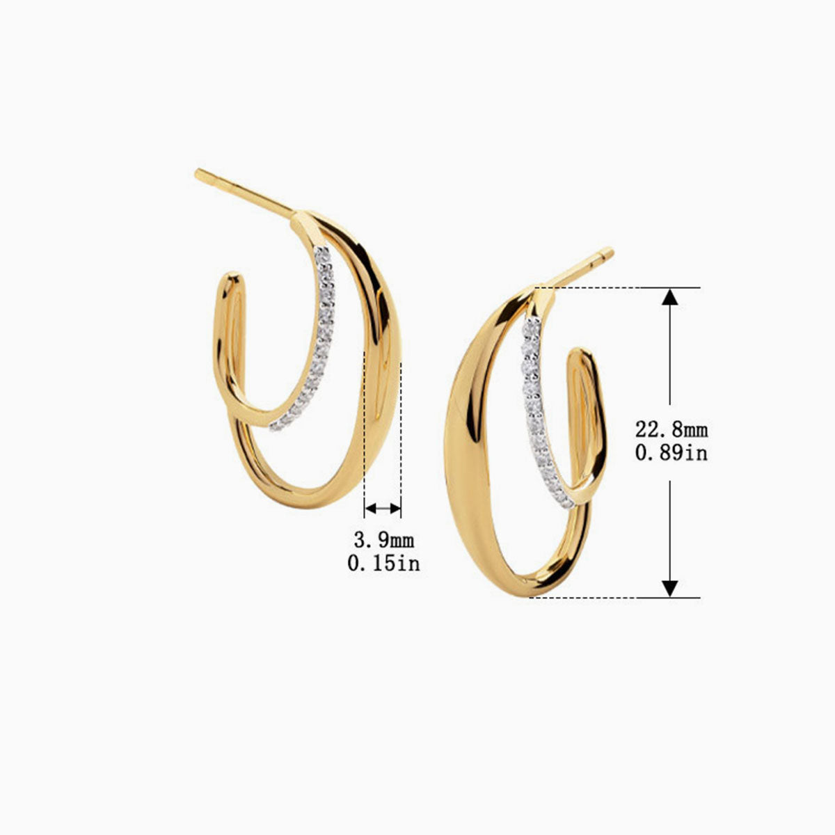 Pavé Double Hoop Illusion Earrings - Gold