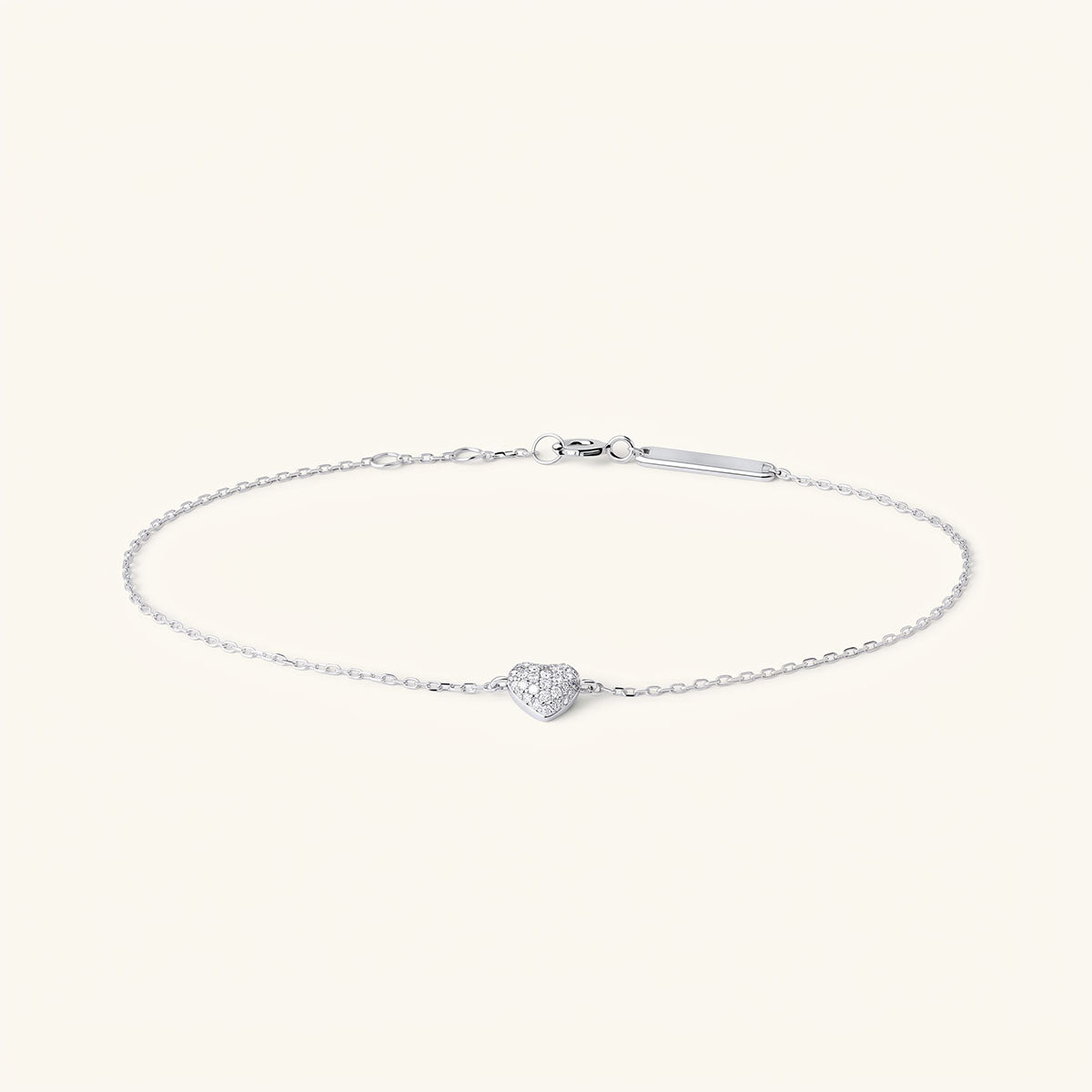 Pavé Heart Simulated Diamond Bracelet ‑ Silver