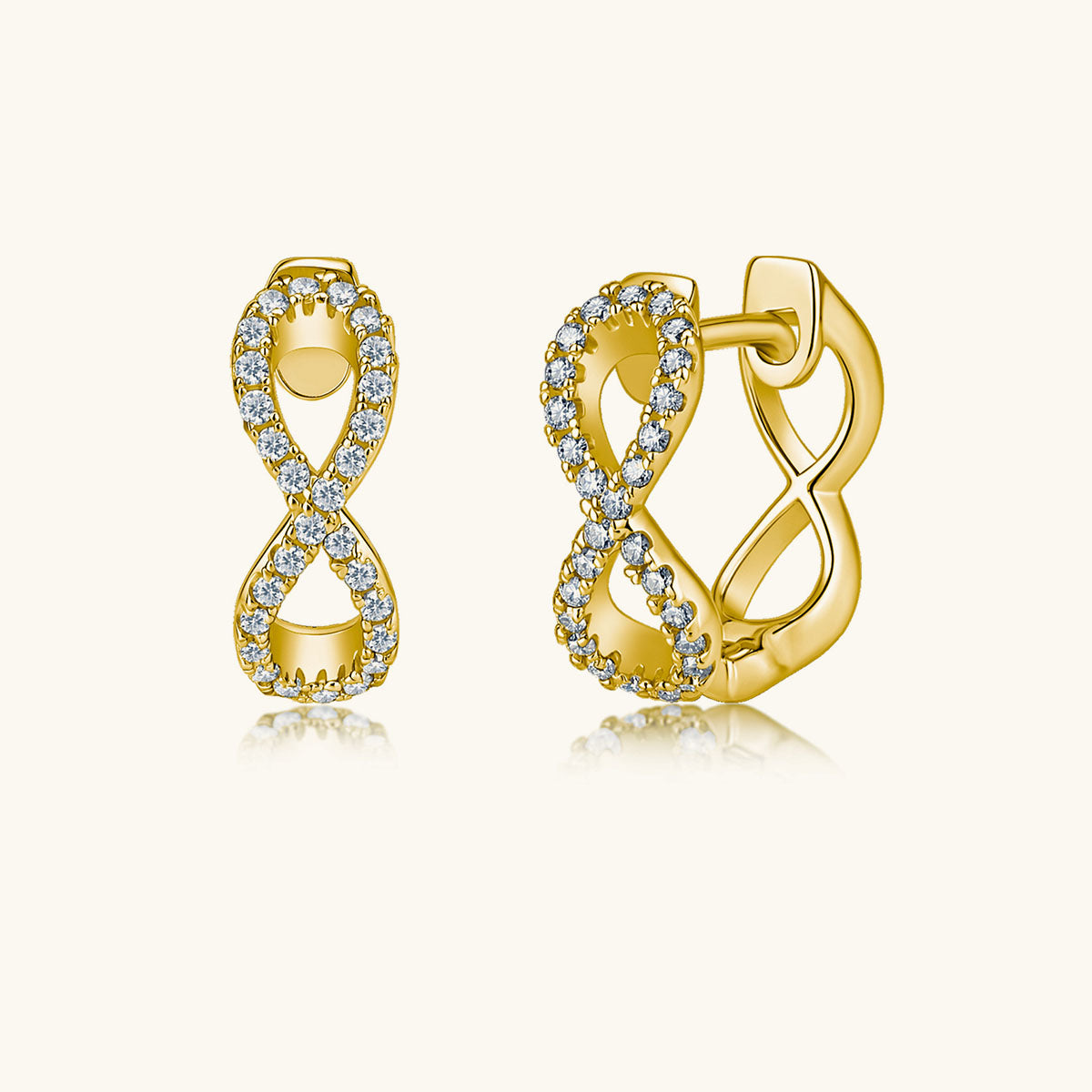 Pavé Moissanite Infinity Huggie Hoop Earrings - Gold