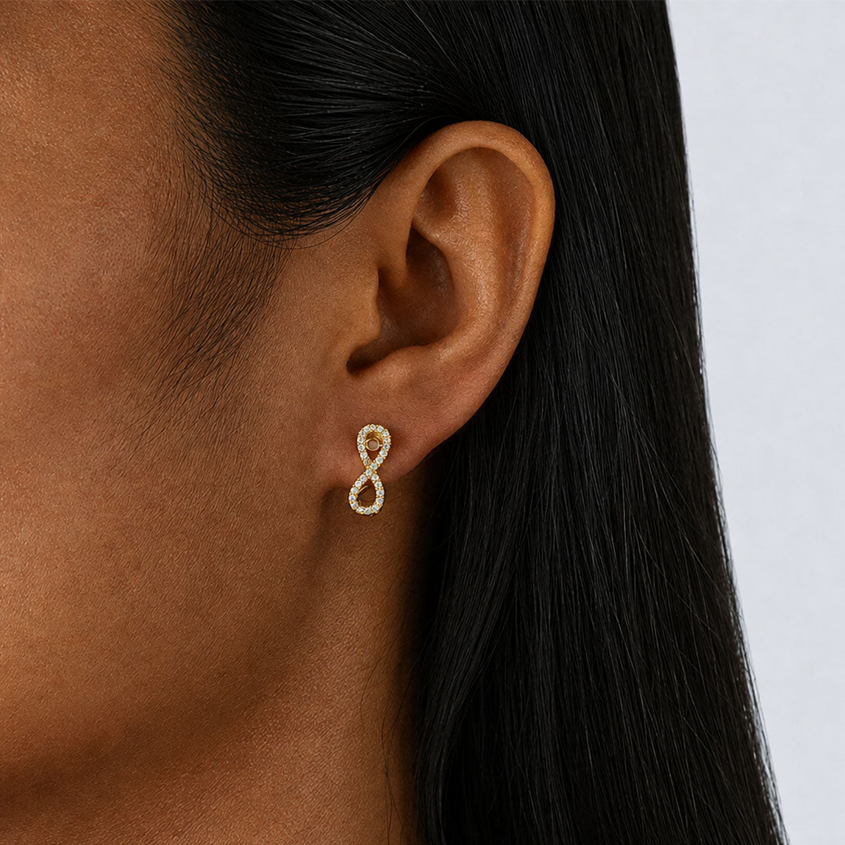 Pavé Moissanite Infinity Huggie Hoop Earrings - Gold