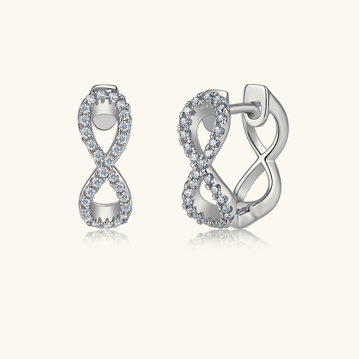 Pavé Moissanite Infinity Huggie Hoop Earrings - Silver