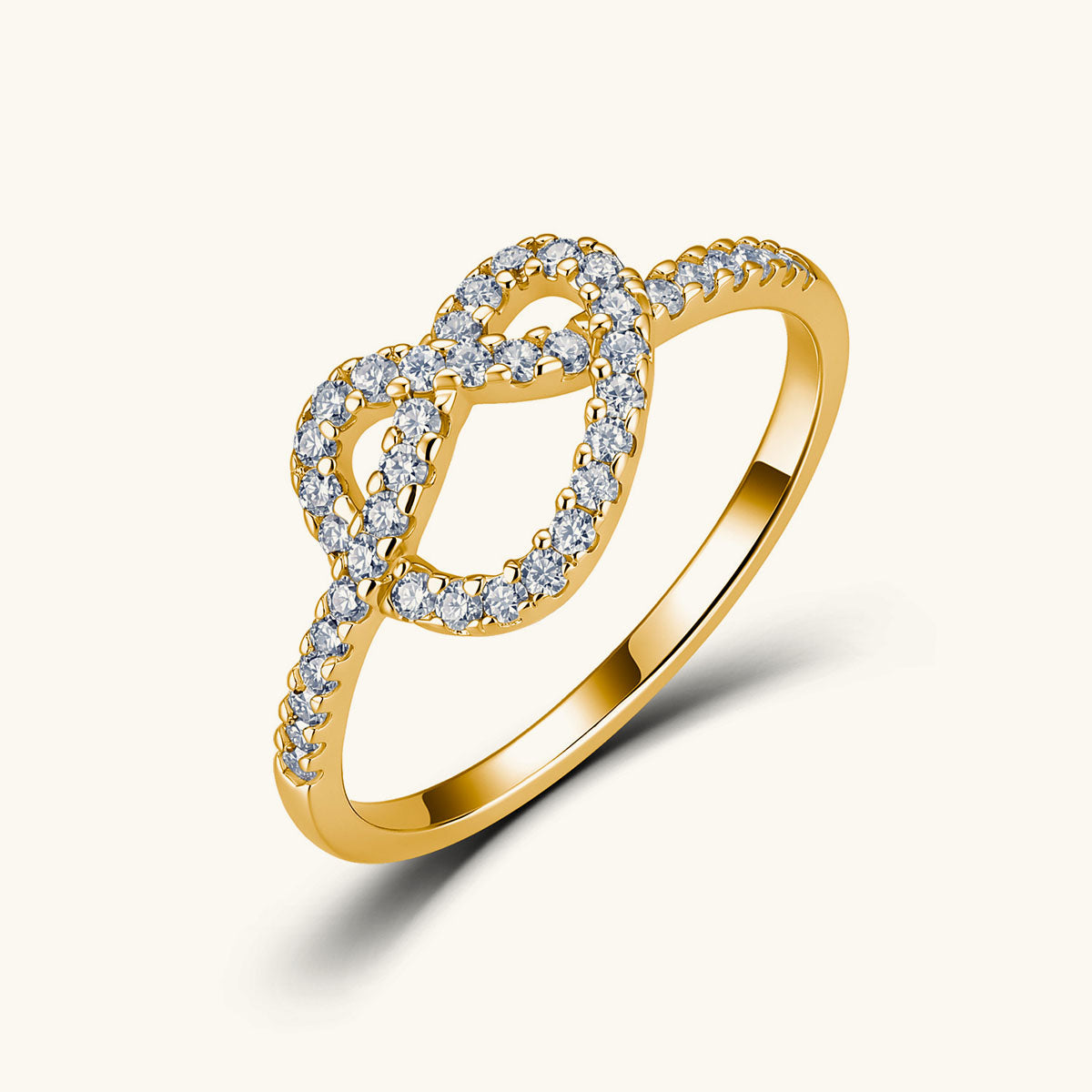 Intertwined Moissanite Love Knot Ring - Gold
