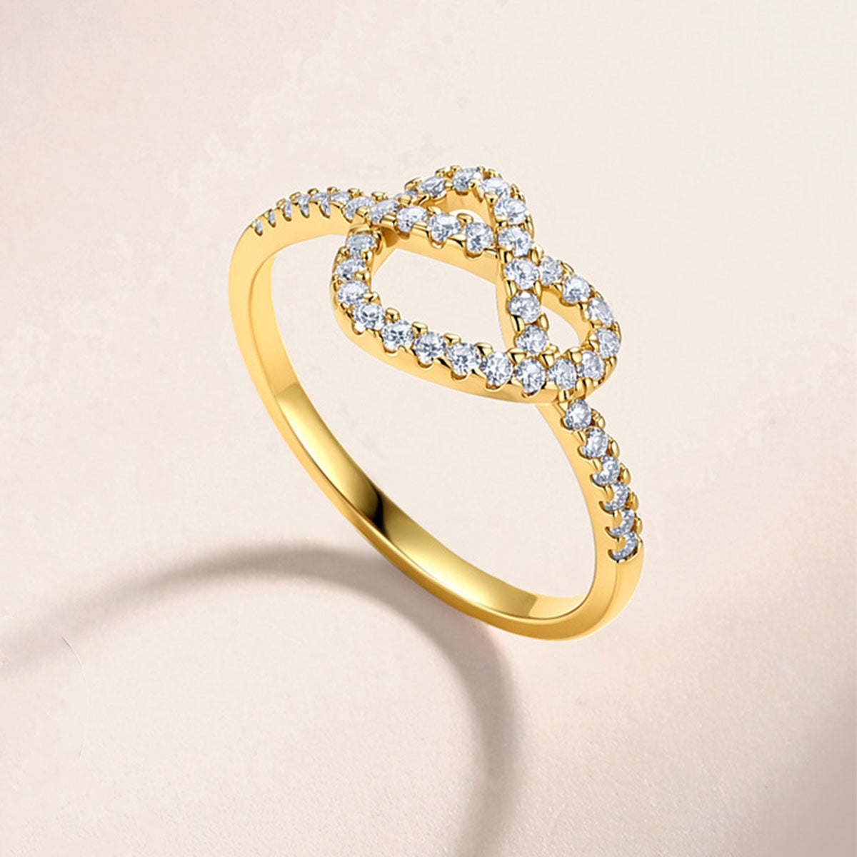 Intertwined Moissanite Love Knot Ring - Gold