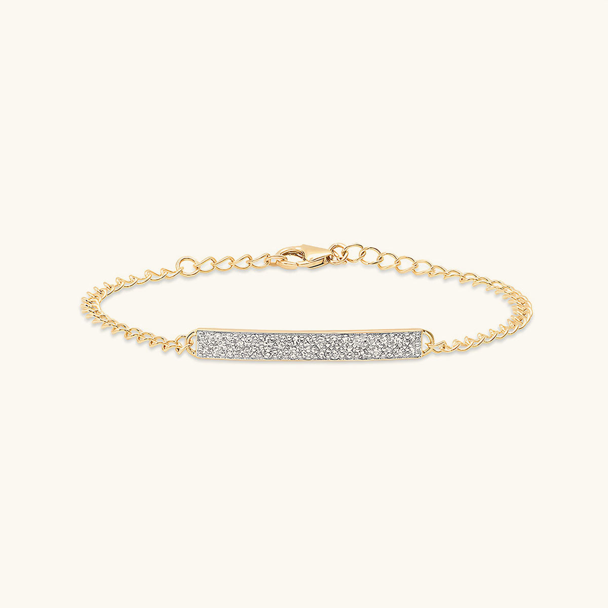 Pavé Simulated Diamond Bar Bracelet ‑ Gold