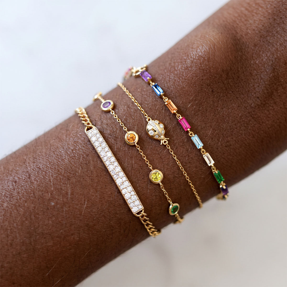 Pavé Simulated Diamond Bar Bracelet ‑ Gold