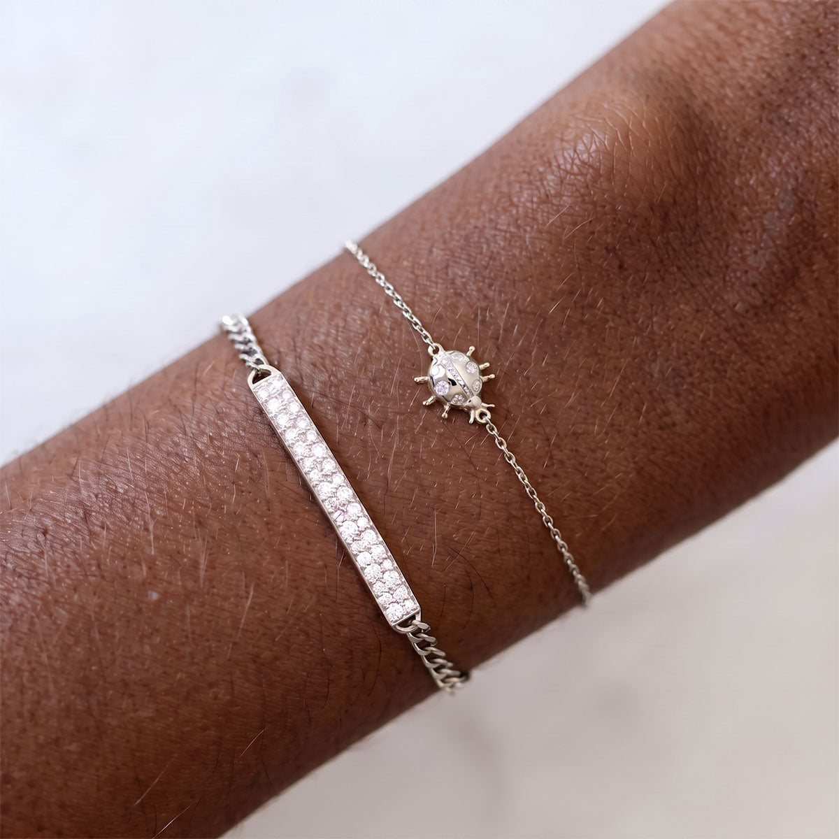 Pavé Simulated Diamond Bar Bracelet ‑ Silver
