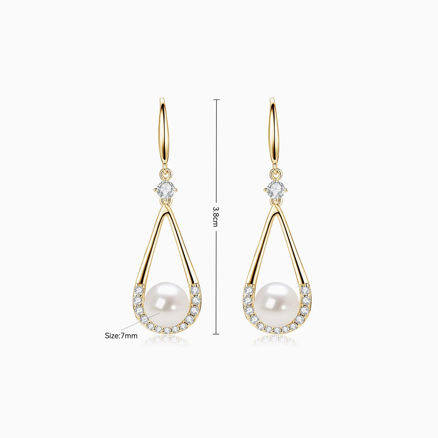 Pavé Teardrop Freshwater Pearl Earrings - Gold