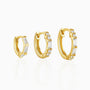 Pave 3 Piece Diamond Huggie Hoop Earring Bundles - Gold