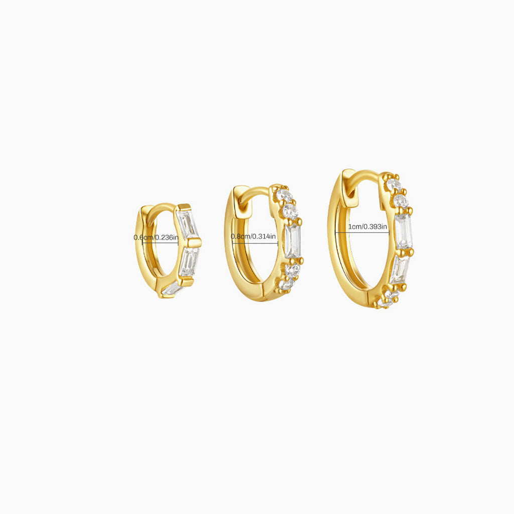 Pave 3 Piece Diamond Huggie Hoop Earring Bundles - Gold