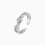 Pave Band Open Crossover Ring - Silver