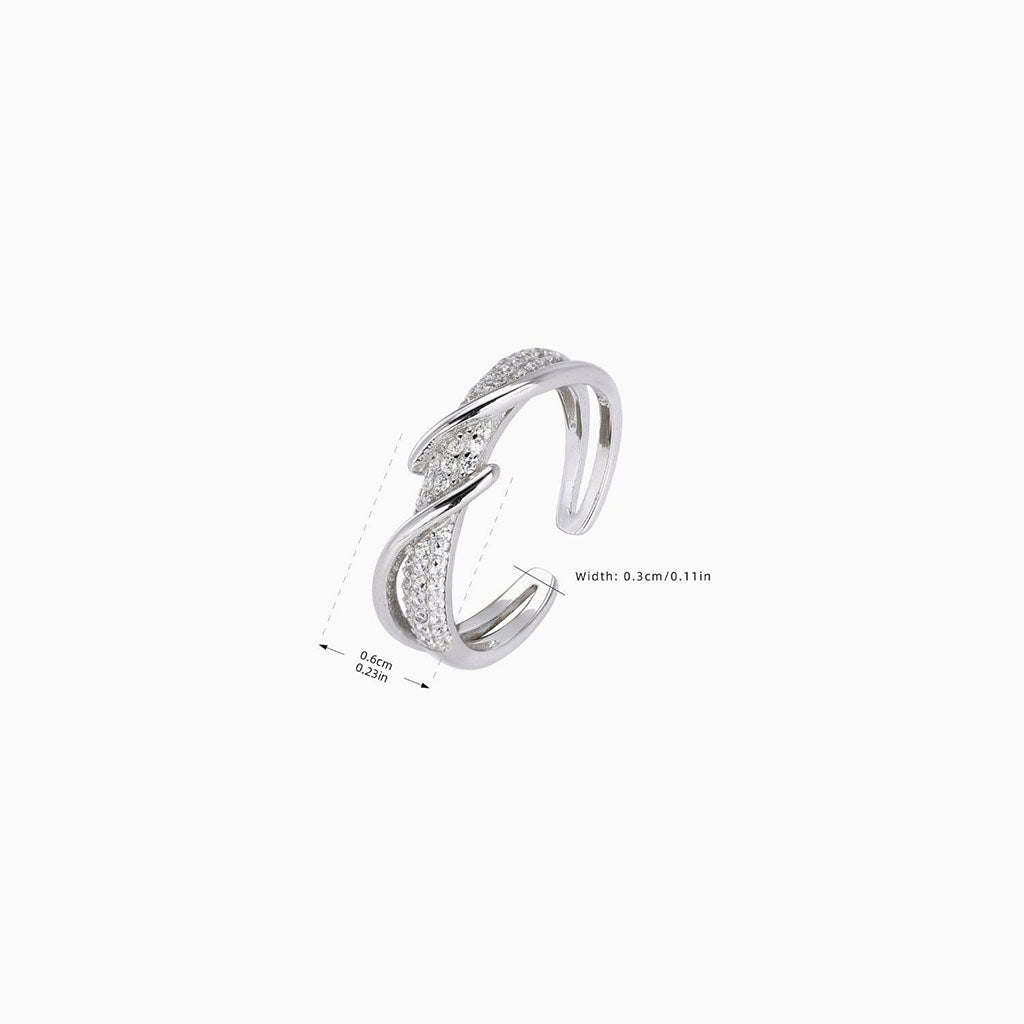 Pave Band Open Crossover Ring - Silver
