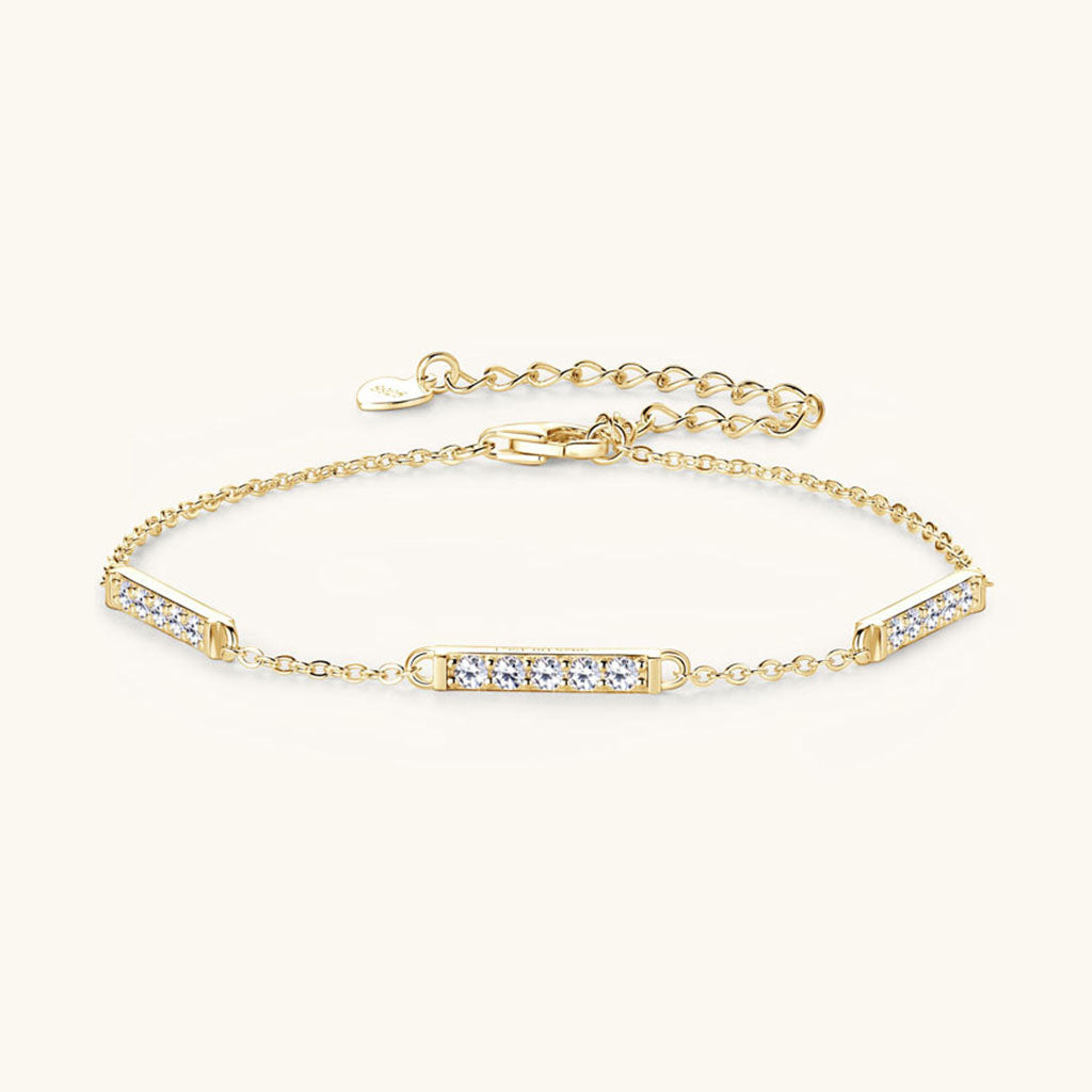 Pave Bar Moissanite Bracelet - Gold