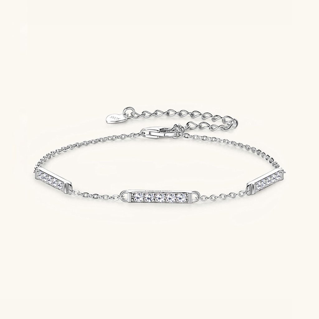 Pave Bar Moissanite Bracelet - Silver