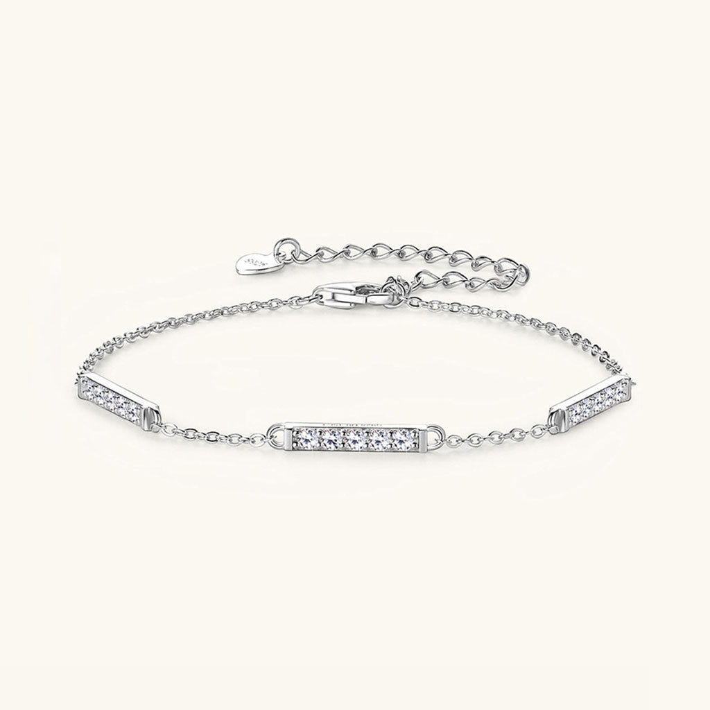 Pave Bar Moissanite Bracelet - Silver