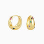 Pave Chunky Dome Huggie Hoop Earrings - Gold
