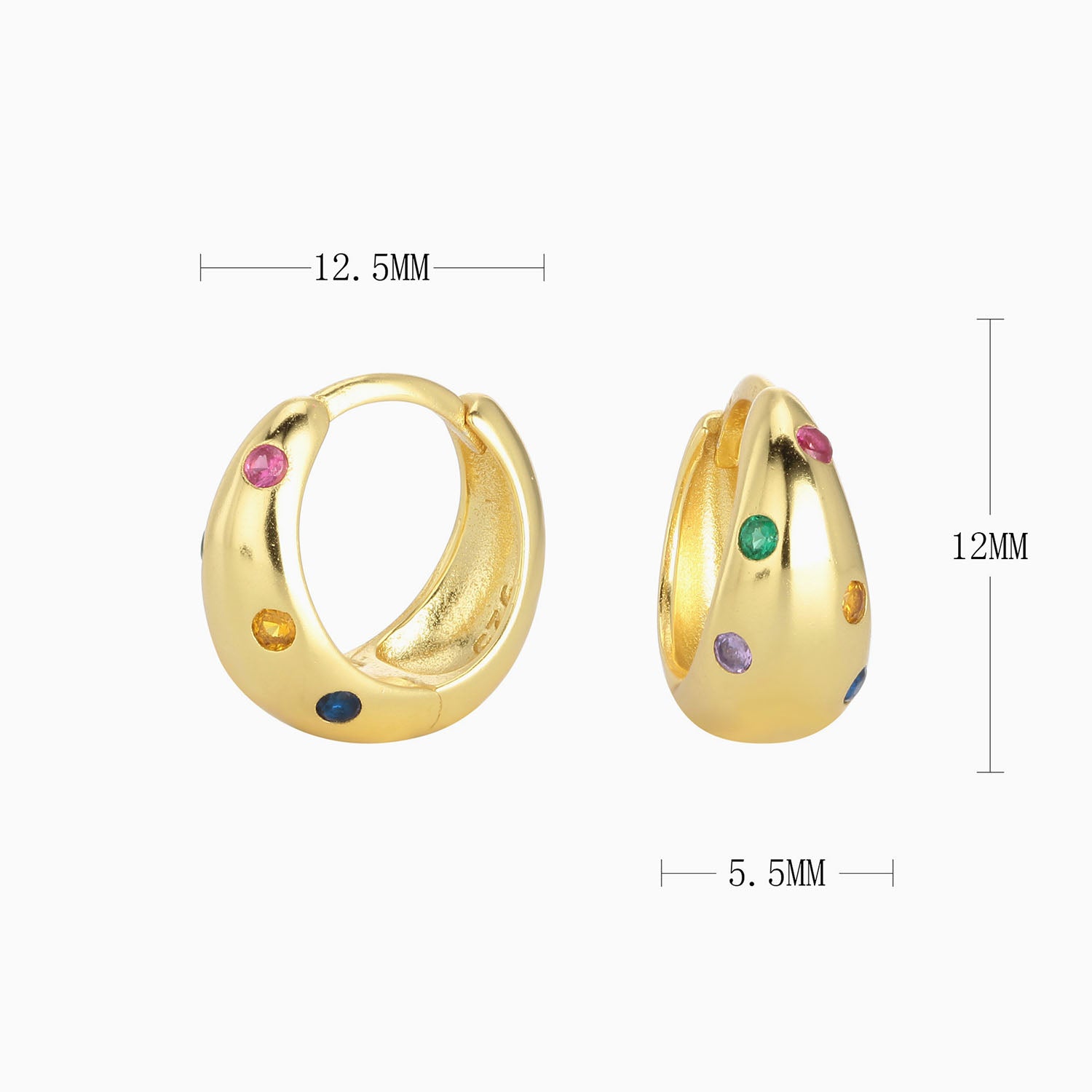 Pave Chunky Dome Huggie Hoop Earrings - Gold