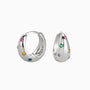 Pave Chunky Dome Huggie Hoop Earrings - Silver