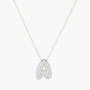 Pave Diamond Bubble Initial Necklace - Silver