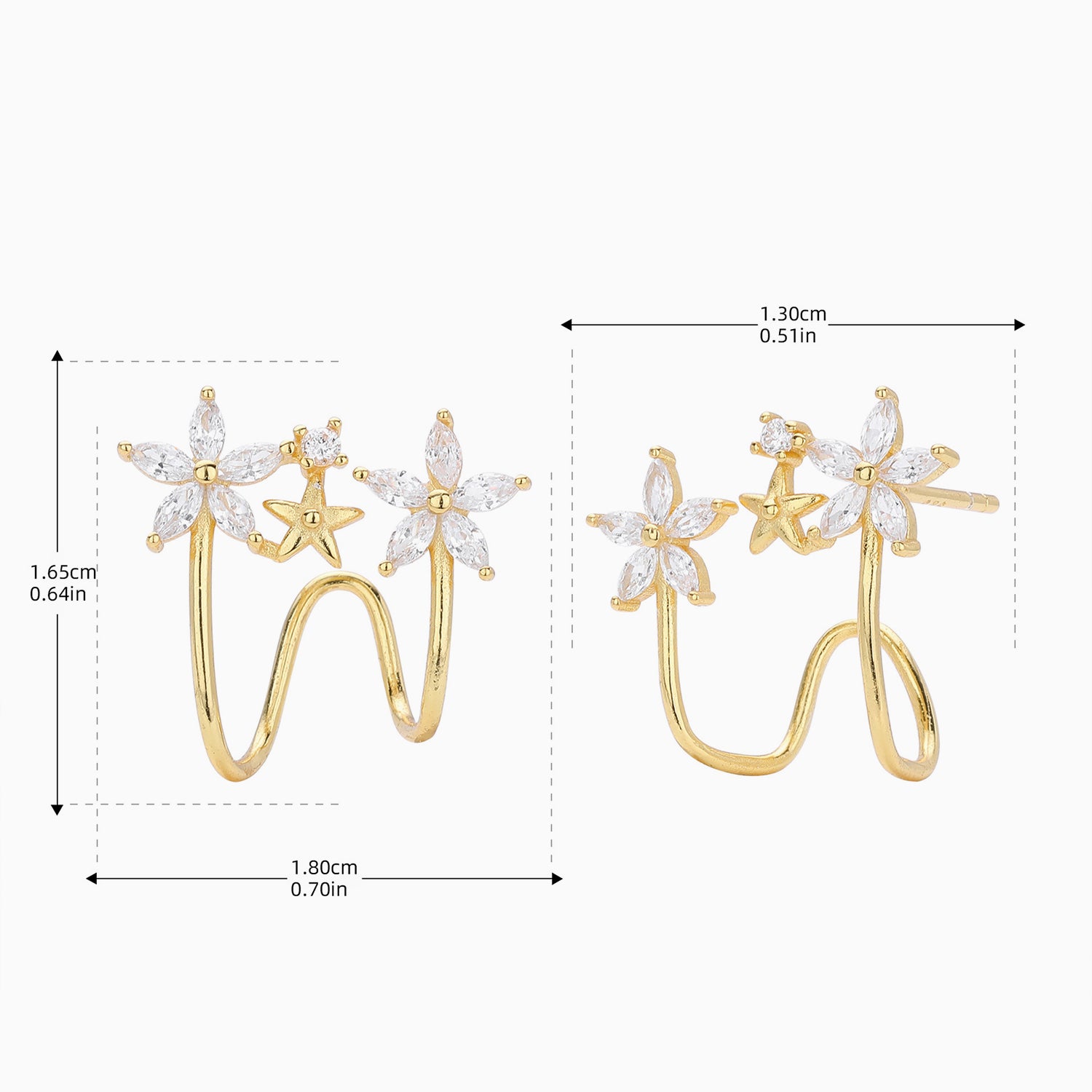 Pave Diamond Floral Stud Earrings - Gold