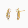 Pave Feather Opal Stud Earrings - Gold