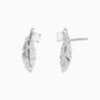 Pave Feather Opal Stud Earrings - Silver
