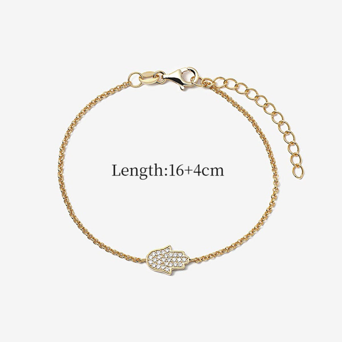 Pavé Hamsa Hand Chain Bracelet - Gold