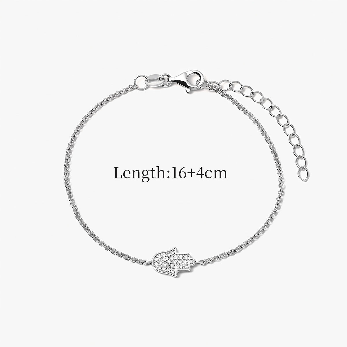 Pavé Hamsa Hand Chain Bracelet - Silver